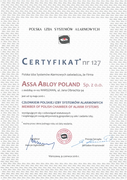 20160606ASSA ABLOY PISA certyfikat